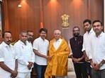 TVK’s Vijay met governor Rajendra Arlekar on Friday evening after receiving support from five parties which raised the strength of the combine to 120 legislators in the 233 member assembly.