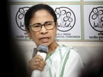 Outgoing West Bengal chief minister Mamata Banerjee, leader of Trinamool Congress (TMC), speaks during a press conference