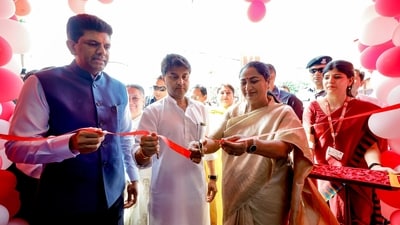 Delhi Chief Minister Rekha Gupta, along with Union Minister Jyotiraditya Scindia cut the ribbon during the inauguration of the renovated Nehru Place Post Office. (@gupta_rekha X) Delhi Chief Minister Rekha Gupta, along with Union Minister Jyotiraditya Scindia cut the ribbon during the inauguration of the renovated Nehru Place Post Office. (@gupta_rekha X)