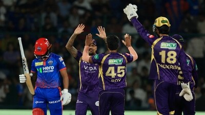 Sunil Narine only took one wicket but bowled a terrific spell, conceding only 17 runs. Delhi's batters simply didn't have an answer – a 38-ball spell in the middle overs with no boundaries, the scoring rate dropping from close to 9 all the way down to 6. Axar Patel's innings emblematic of it. (REUTERS)