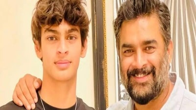 కొడుకు వేదాంత్ తో మాధవన్ (x) కొడుకు వేదాంత్ తో మాధవన్ (x)