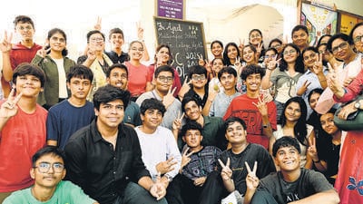 Navi Mumbai, India - May 8, 2026:Students rejoicing after10th SSC results were declared online at Agnel Multipurpose School & Junior College at Vashi in Navi Mumbai, in Navi Mumbai, India, on Friday, May 8, 2026. (Photo by Bachchan Kumar/ Hindustan Times) (Hindustan Times) Navi Mumbai, India - May 8, 2026:Students rejoicing after10th SSC results were declared online at Agnel Multipurpose School & Junior College at Vashi in Navi Mumbai, in Navi Mumbai, India, on Friday, May 8, 2026. (Photo by Bachchan Kumar/ Hindustan Times) (Hindustan Times)