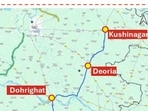 A map of the Kushinagar-Deoria-Dohrighat-Ghazipur-Zamania corridor in Uttar Pradesh. (SOURCED)