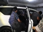 ED officials leaving the residence of Nitin Gohal in Kharar on Friday. (HT) ED officials leaving the residence of Nitin Gohal in Kharar on Friday. (HT)