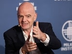 FIFA President Gianni Infantino speaks. 