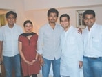 C Joseph Vijay with then NSUI president Hibi Eden, national secretary Gopinath Palaniyappan, and national general secretaries Ashok Basoya and Ragini Nayak. (Ragini Nayak/X)