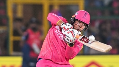 Vaibhav Sooryavanshi started the chase just as he knows how, charging down Mohammed Siraj and Kagiso Rabada. In his brief stay, he hit 3 fours and 3 sixes – but was bounced out for 36(16) by Siraj, no heroics this time. (ANI Pic Service) Vaibhav Sooryavanshi started the chase just as he knows how, charging down Mohammed Siraj and Kagiso Rabada. In his brief stay, he hit 3 fours and 3 sixes – but was bounced out for 36(16) by Siraj, no heroics this time. (ANI Pic Service)