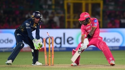 Things changed again even after Dhruv Jurel seemed in determined touch – he was bowled trying to cut one too close to him against Rashid Khan, who added the wicket of Donovan Ferreira in the same over to put GT well ahead in the game. (REUTERS)