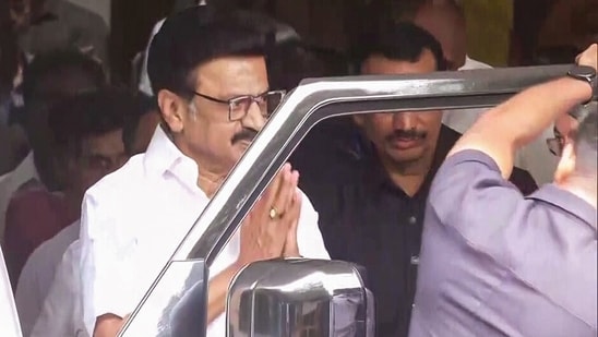 Outgoing Chief Minister and DMK Supremo MK Stalin leaves from DMK Headquarters Anna Arivalayam, in Chennai. (ANI Video Grab)