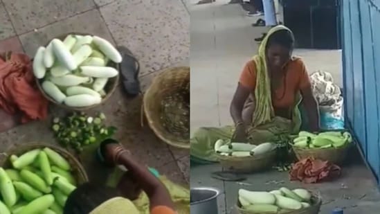 A viral video captured a vendor dipping cucumbers in green liquid before selling them to passengers. (X)