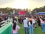 HYBE INDIA pop-up park in Mumbai(Photo: Akash Bhatnagar/HT)