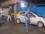 A vehicle, Nissan Micra hatchback in silver colour, seized in connection with the murder of Chandranath Rath, personal assistant to Suvendu Adhikari, near Madhyamgram, in North 24 Parganas on Thursday.