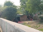 Encroachment inside the parks constructed for the residents in the Gomti Nagar Extension Sector-4. (HT)