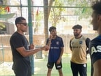 Ravindra Solanki (left) during a training session of North Mumbai Panthers in Mumbai on Sunday. (SOURCED)