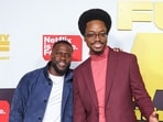 Kevin Hart (L) and Ron Taylor attend the final of Netflix's "Funny AF with Kevin Hart" at The United Theater on Broadway on May 5.