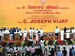 Tamilaga Vettri Kazhagam (TVK) party leader and actor-turned-politician Joseph Vijay is sworn-in as chief minister of Tamil Nadu. (AP)