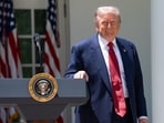 US President Donald Trump during a Mother's Day luncheon in the Rose Garden of the White House in Washington, DC, US, on Friday, May 8.