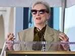 US actress Meryl Streep speaks during the unveiling ceremony of US-British actress Emily Blunt and US actor Stanley Tucci's adjoining stars at the Walk of Fame in Hollywood, California.