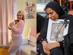 Iran reminded Leavitt of schoolchildren lost in attack on Minab after she shared picture of her newborn on social media. (X/@karolineleavitt and Reuter)
