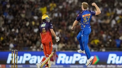 Wickets would fall regularly through the middle overs, thanks in large part to Corbin Bosch, who took 4 wickets including the key scalps of Rajat Patidar, Jacob Bethell, and Tim David – consistently pulling RCB back whenever they looked like running away with it. (PTI)