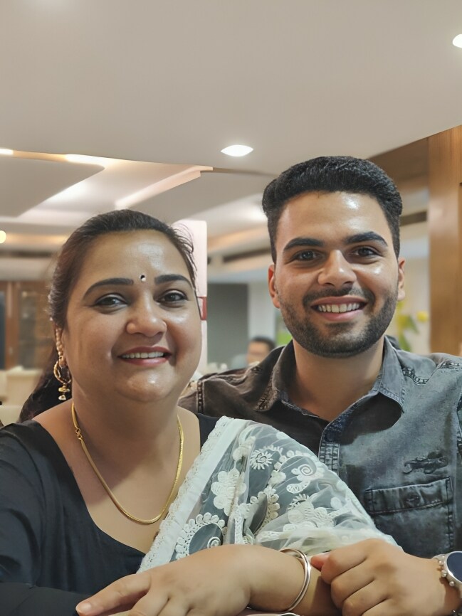 Olympian shooter Arjun Babuta with his mother Deepti. Olympian shooter Arjun Babuta with his mother Deepti.