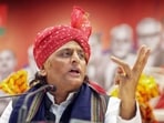 Samajwadi Party chief Akhilesh Yadav speaks during a press conference on the occasion of Maharana Pratap Jayanti, at the party office in Lucknow on Saturday.