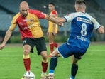 Action during East Bengal’s ISL match against Punjab FC. (HT Photo)