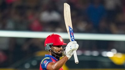 PBKS skipper Shreyas Iyer hammered 59 off 36 balls, including five fours and three sixes. (PTI) PBKS skipper Shreyas Iyer hammered 59 off 36 balls, including five fours and three sixes. (PTI)