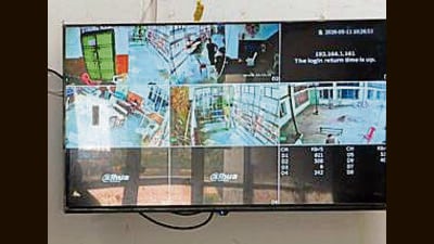 The screen showing the defunct CCTV. (HT Photo)