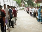 Aspirants standing in queue before appearing in the National Eligibility-cum-Entrance Test (NEET) UG 2026 exam conducted by National Testing Agency (NTA) at an examination centre in Patna, Bihar, on May 3, 2026.