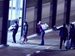 Passengers evacuated from the cruise ship MV Hondius, which was affected by a hantavirus outbreak.