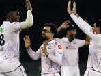 Gujarat Titans' Jason Holder celebrates after taking the wicket of Sunrisers Hyderabad's Nitish Kumar Reddy. (REUTERS)