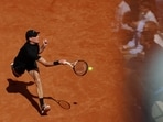 Italy's Jannik Sinner in action during his round of 16 match against Italy's Andrea Pellegrino