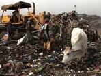 The Ghazipur landfill (above) has a remediation deadline of 2029, unlike the Okhla and Bhalswa landfills, which, according to government sources, are likely to be cleared this year (HT Archive)