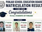 Two girls and a boy clinched the top three positions in the Punjab School Education Board (PSEB) Class 10 examination for the March 2026 regular session. Of the 272 students on the state merit list, 220 are girls. (HT)