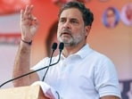 Lok Sabha LoP Rahul Gandhi addresses a gathering during the Sadbhav Yatra, in Gurugram on Friday. 