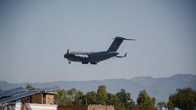 A US Air Force transport aircraft approaches PAF Base Nur Khan in Rawalpindi, Pakistan (Photograph for representative purpose only). (REUTERS) A US Air Force transport aircraft approaches PAF Base Nur Khan in Rawalpindi, Pakistan (Photograph for representative purpose only). (REUTERS)