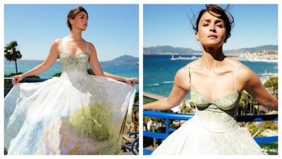 Alia Bhatt opted for a romantic silhouette featuring a corset-inspired sweetheart neckline and delicate spaghetti straps that beautifully accentuated her toned frame. (Picture credit: Instagram/@aliabhatt) Alia Bhatt opted for a romantic silhouette featuring a corset-inspired sweetheart neckline and delicate spaghetti straps that beautifully accentuated her toned frame. (Picture credit: Instagram/@aliabhatt)