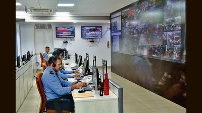 Mumbai, India- May 26, 2025: Disaster management officials inside the control room of Brihanmumbai Municipal Corporation (BMC), seen monitoring areas that continue to receive heavy rain, in Mumbai, India, on Monday, May 26, 2025. (Photo by Bhushan Koyande/Hindustan Times) Mumbai, India- May 26, 2025: Disaster management officials inside the control room of Brihanmumbai Municipal Corporation (BMC), seen monitoring areas that continue to receive heavy rain, in Mumbai, India, on Monday, May 26, 2025. (Photo by Bhushan Koyande/Hindustan Times)