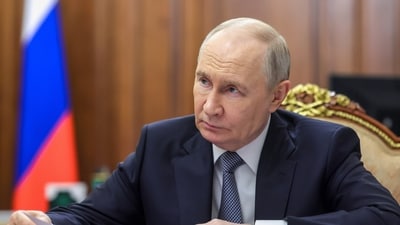 Putin said that the nuclear-armed Sarmat missile would enter combat service at the end of the year. It was built to replace the aging Soviet-built Voyevoda. (AP) Putin said that the nuclear-armed Sarmat missile would enter combat service at the end of the year. It was built to replace the aging Soviet-built Voyevoda. (AP)