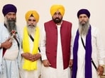 Punjab Chief Minister Bhagwant Mann met with the senior members of Baba Budha Ji International Gurmat Granthi Sabha, a national-level body of Granthi Singhs, after a felicitation ceremony for the Punjab Anti-Sacrilege Law, on Monday.