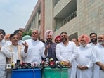 BJP’s Punjab president Sunil Jakhar addressing mediapersons in Mohali on Tuesday. (HT Photo)