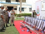 Chhattisgarh Police and CRPF recovered a huge cache of arms and <span class='webrupee'>₹</span>65 lakh during anti-Maoist search operations in Bijapur. Chhattisgarh Police and CRPF recovered a huge cache of arms and <span class='webrupee'>₹</span>65 lakh during anti-Maoist search operations in Bijapur.