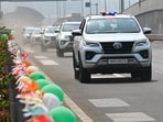 Mumbai, India - February 11, 2026: A view of the convoy of Maharashtra Chief Minister Devendra Fadnavis during the inauguration of India’s first ‘musical road’ at Mumbai Coastal Road. Oscar-winning song, Jai Ho, will be played on the north-bound carriageway from Nariman Point towards Worli stretch as vehicles will drive over it in Mumbai, India, on Wednesday, February 11, 2026. (Photo by Raju Shinde/ Hindustan Times) (Raju Shinde)