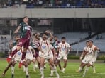 Players of Mohun Bagan Super Giant and Inter Kashi FC in action during the Indian Super League (ISL) 2025-26 football match, in Kolkata. (PTI)