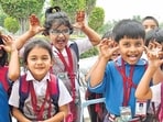 Children celebrating onset of summer vacation