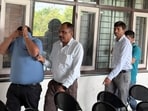 The accused being presented in court on Tuesday. (HT)