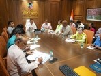The meeting being headed by state tourism minister Jaiveer Singh at the office of tourism and culture, in Lucknow, on Wednesday. (HT Photo)