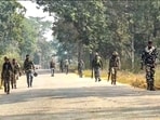 Security forces patrol a Naxal-infected area.(PTI/File)