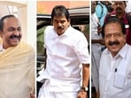 L to R: Kerala CM post frontrunners VD Satheesan, KC Venugopal and Ramesh Chennithala 